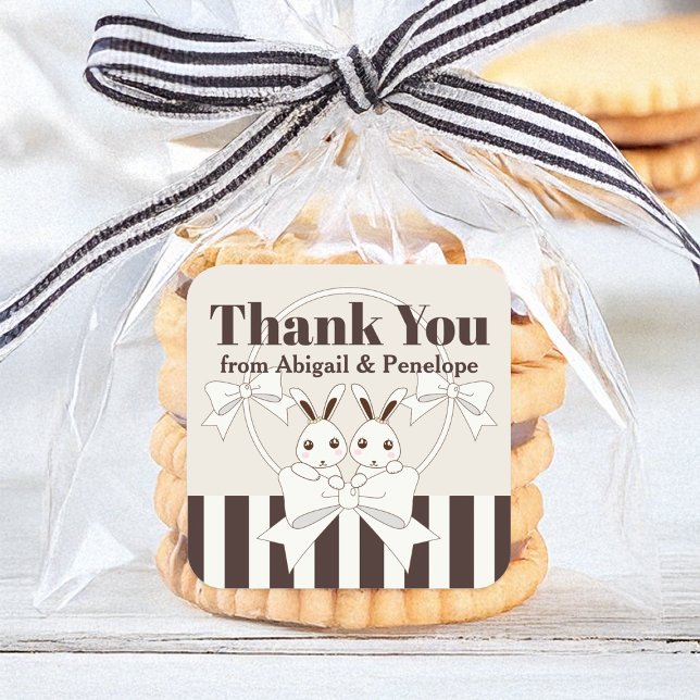 Pegatina Cuadrada Chica de conejito lindo Baby Shower / Favor de cum (Subido por el creador)