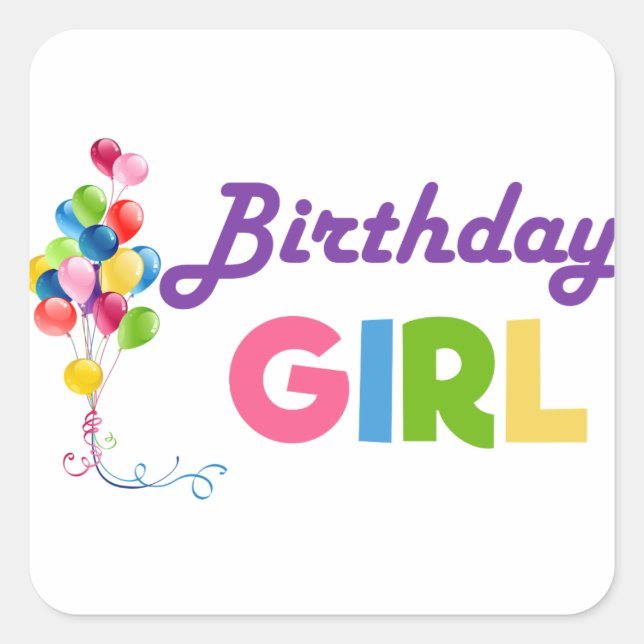 Pegatina Cuadrada Chica de cumpleaños (Anverso)
