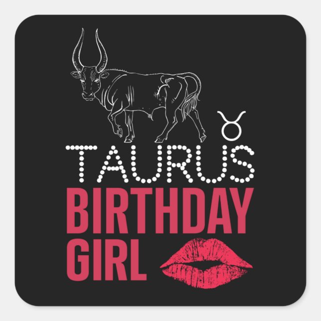 Pegatina Cuadrada Chica de cumpleaños de Taurus (Anverso)
