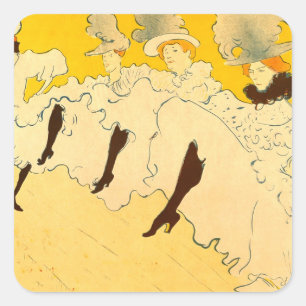 Pegatina Cuadrada Chica de danza amarilla Toulouse Lautrec Poster