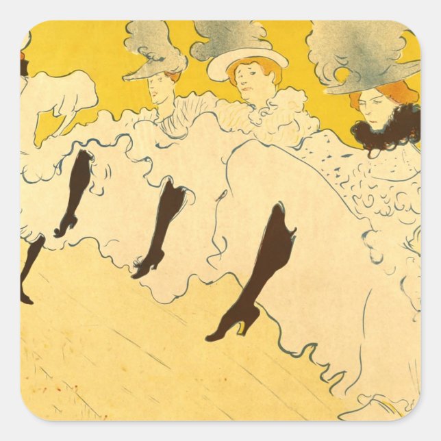 Pegatina Cuadrada Chica de danza amarilla Toulouse Lautrec Poster (Anverso)