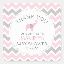 Pegatina Cuadrada Chica de Elefante Rosa