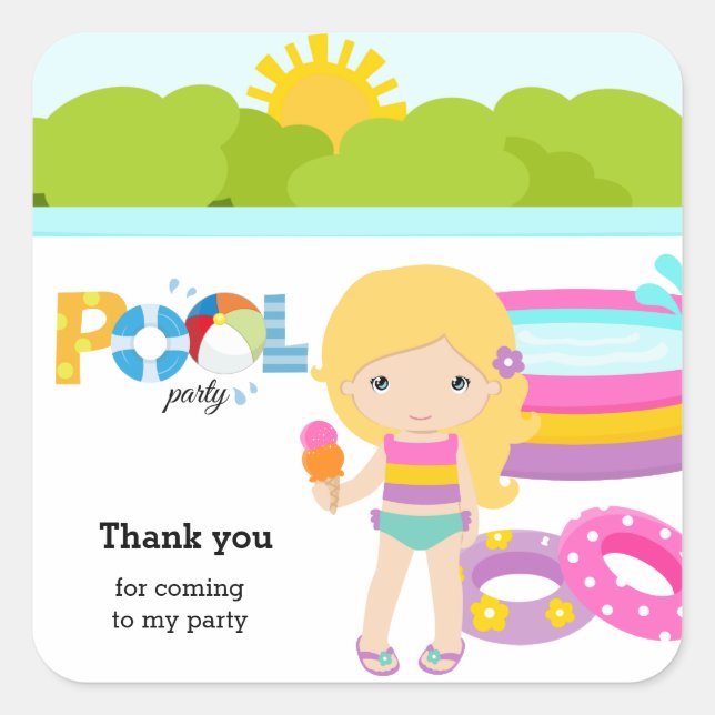 Pegatina Cuadrada Chica de fiesta de grupo (Anverso)