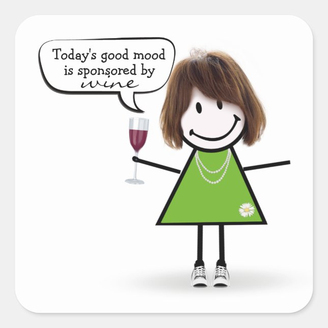 Pegatina Cuadrada Chica de Fiesta de palo en zapatillas (Anverso)