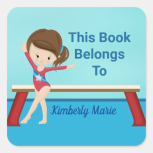 Pegatina Cuadrada Chica De Gimnasia Este Libro Pertenece A Niños Per
