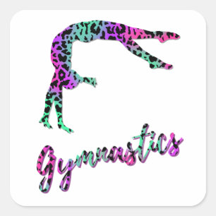 Pegatina Cuadrada Chica de Gimnasia Salvaje   Impresión de Animales 