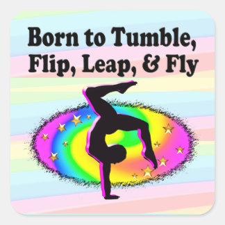 PEGATINA CUADRADA CHICA DE GIMNASIO DE TUMBLING Y FLIPPING