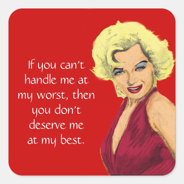 Pegatina Cuadrada Chica de Glamour de Blonde (Anverso)