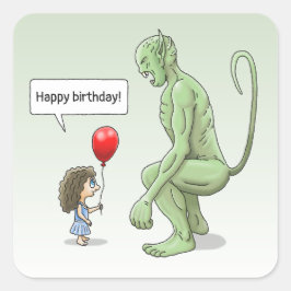 Pegatina Cuadrada Chica de globos y Goblin