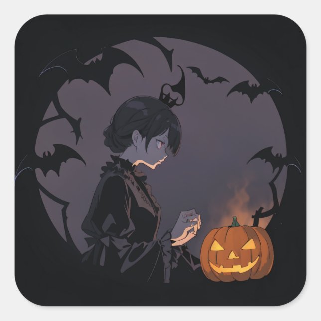Pegatina Cuadrada chica de halloween (Anverso)