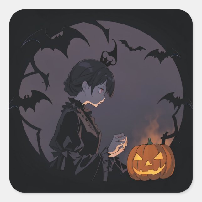 Pegatina Cuadrada chica de halloween (Anverso)
