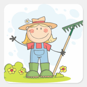 Pegatina Cuadrada Chica de jardinería o agricultura