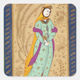 Pegatina Cuadrada Chica de La Haya con una bodega y una pera