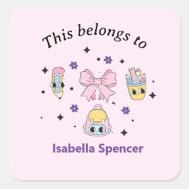 Pegatina Cuadrada Chica De Nombres Personalizados Cute Esto Pertenec