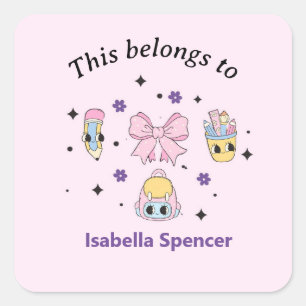 Pegatina Cuadrada Chica De Nombres Personalizados Cute Esto Pertenec
