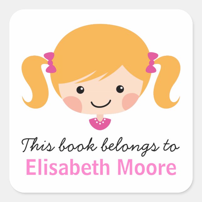 Pegatina Cuadrada Chica de personalizado rubio lindo (Anverso)