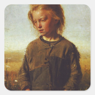 Pegatina Cuadrada Chica de pescadores, 1874