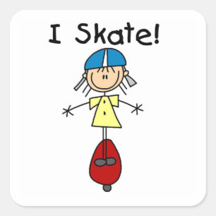 Pegatina Cuadrada Chica de Skateboarding