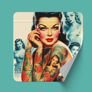 Pegatina Cuadrada Chica de Tatuajes Clásicos