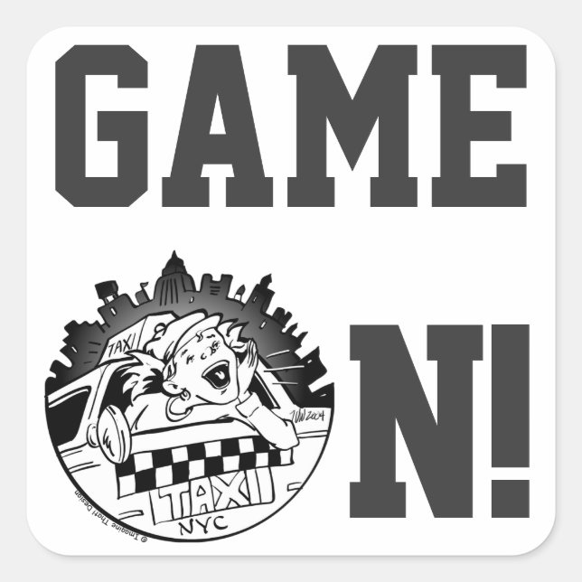 Pegatina Cuadrada Chica de taxi (Anverso)