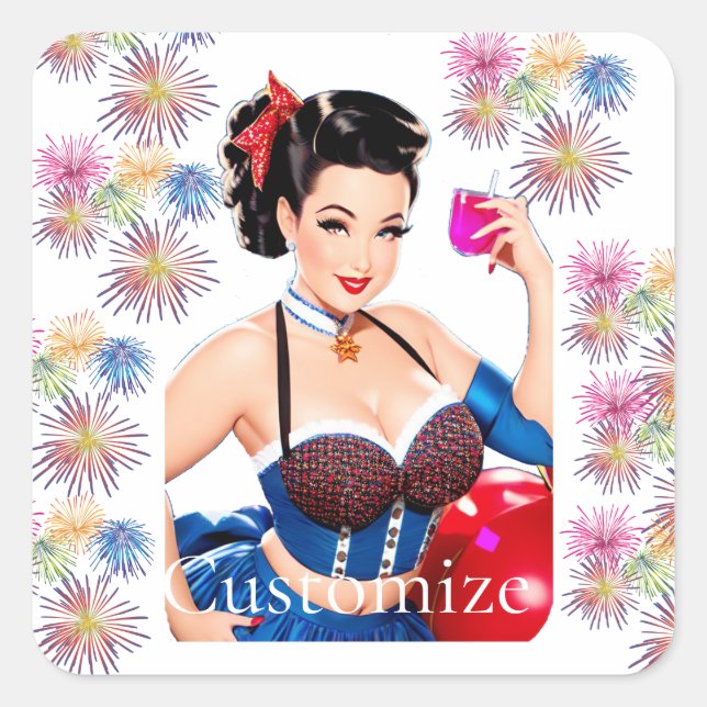 Pegatina Cuadrada Chica del Fiesta de cócteles Thunder_Cove (Anverso)