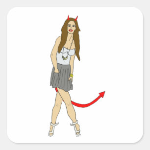 Pegatina Cuadrada chica diablo