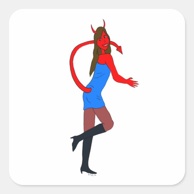 Pegatina Cuadrada chica diablo (Anverso)