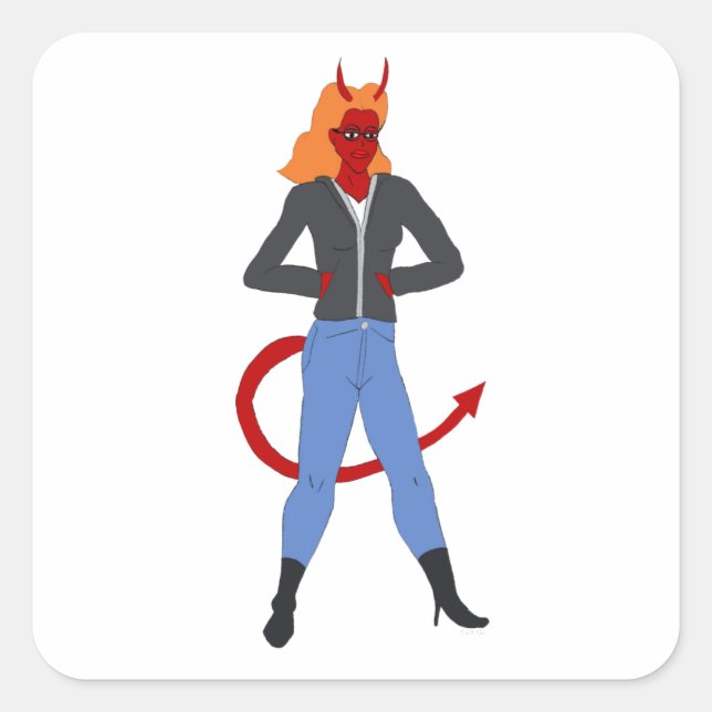 Pegatina Cuadrada chica diablo (Anverso)