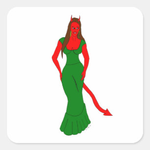 Pegatina Cuadrada chica diablo