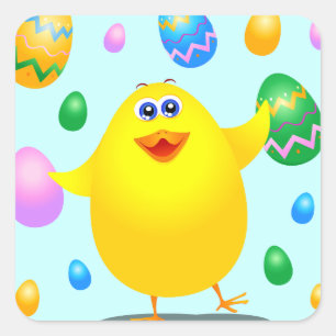 Pegatina Cuadrada Chica divertida de Pascua