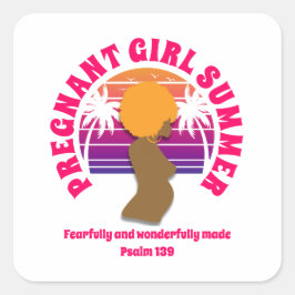 Pegatina Cuadrada CHICA EMBARAZADA Personalizado DE VERANO Christian