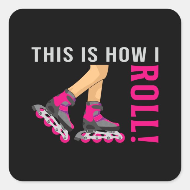 Pegatina Cuadrada Chica en línea patinando Queen Skates Skater regal (Anverso)