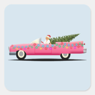 PEGATINA CUADRADA CHICA EN PINK CLÁSICO CADDY CHRISTMAS STICKERS