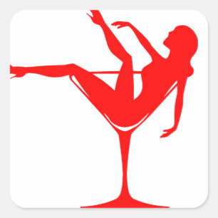 Pegatina Cuadrada Chica en un vidrio de cóctel