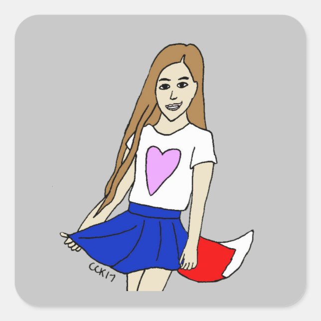 Pegatina Cuadrada chica foxy (Anverso)