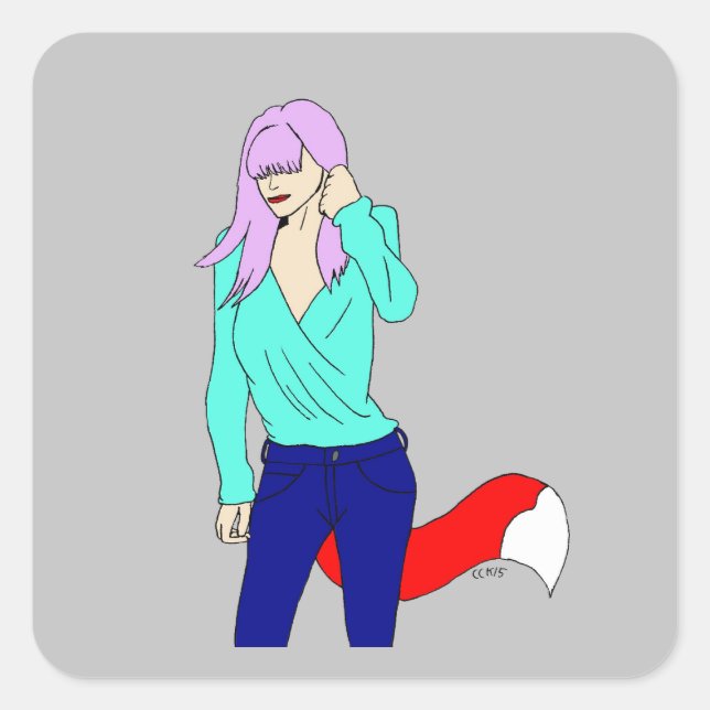 Pegatina Cuadrada chica foxy (Anverso)