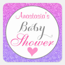 Chica & Glam Ombre Morado Rosa Brillo Baby Shower