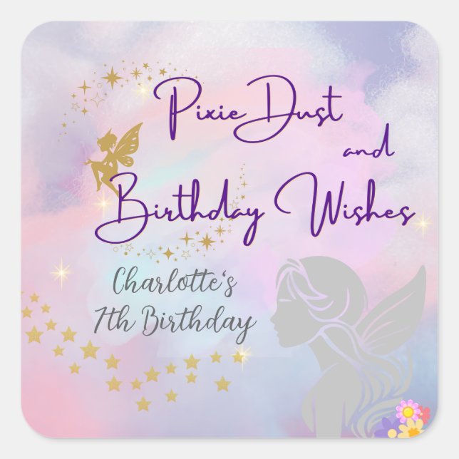 Pegatina Cuadrada Chica Hada Caprichosa (Anverso)