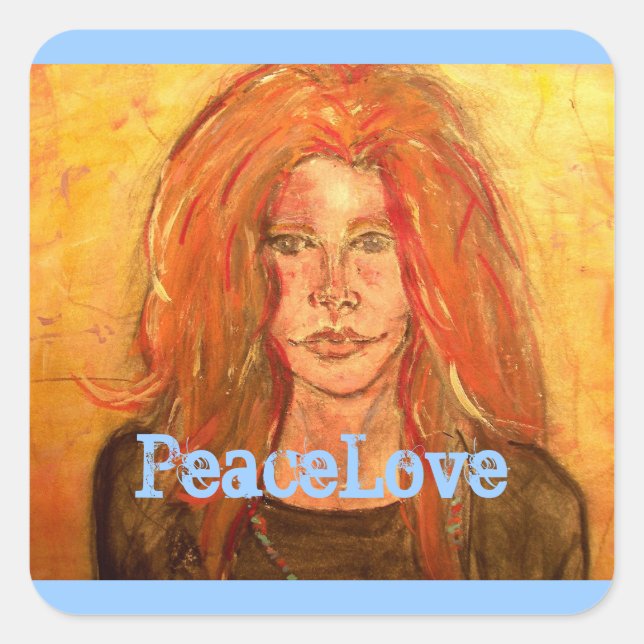 Pegatina Cuadrada chica hippie PazAmor (Anverso)