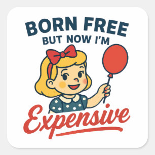 Pegatina Cuadrada Chica lindo, espíritu libre