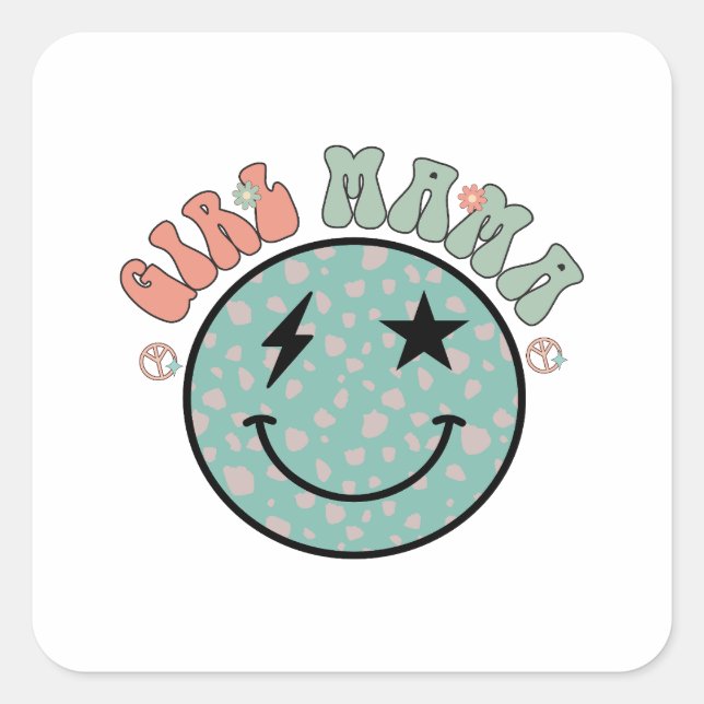 Pegatina Cuadrada Chica Mama (Anverso)