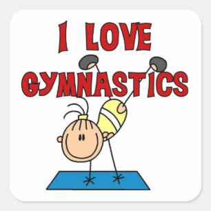 Pegatina Cuadrada Chica Me encanta la gimnasia