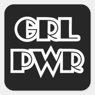 Pegatina Cuadrada Chica Power, Grl Pwr