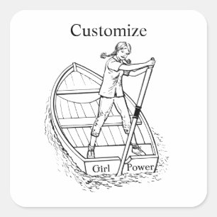 Pegatina Cuadrada Chica Power Sculling Boat Thunder_Cove 