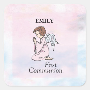 Pegatina Cuadrada Chica, primer ángel de la comunión