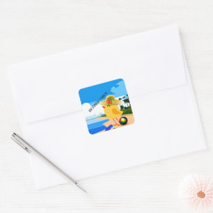 Pegatina Cuadrada Chica retirada...en la playa,