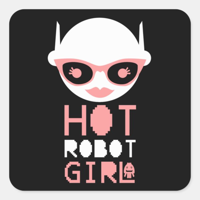 Pegatina Cuadrada Chica robot caliente (Anverso)