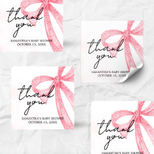 Pegatina Cuadrada Chica Rosa Pequeño Boo Halloween Baby Shower