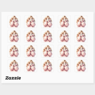 Pegatina Cuadrada Chica Rubia Acogedora Sticker – Invierno Acuarela