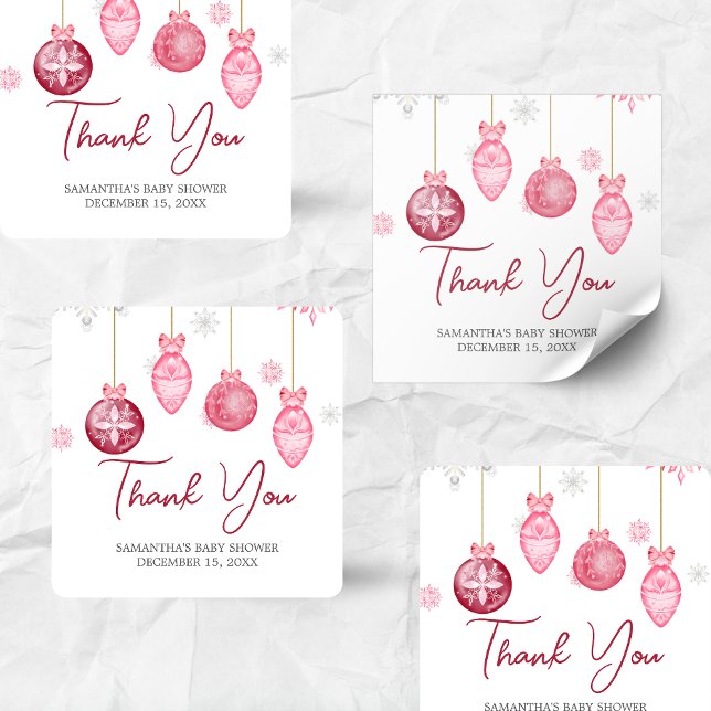 Pegatina Cuadrada Chica Santa Bebé Navidades Baby Shower (Santa Baby Christmas Baby Shower Sticker)